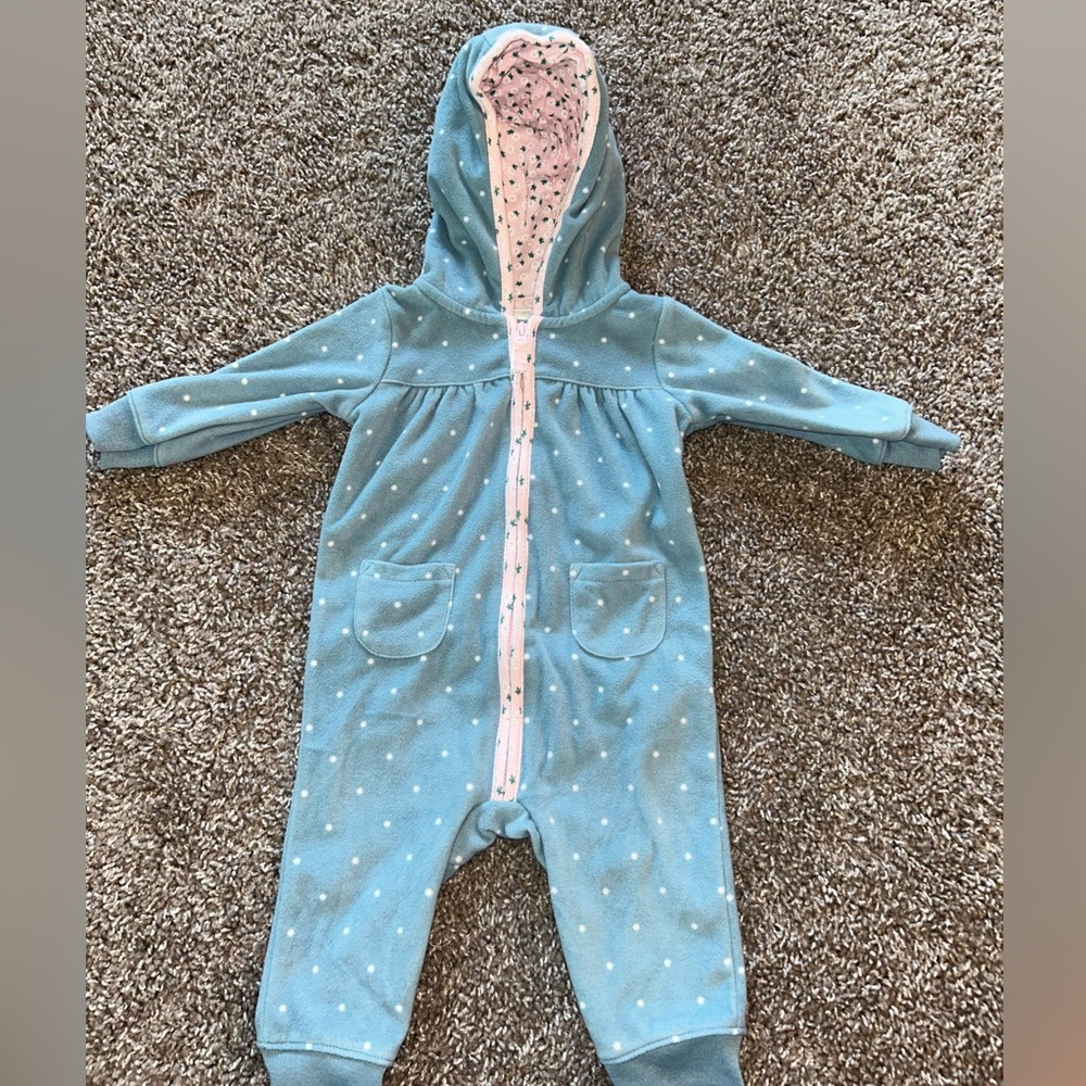 Carter’s 6M fleece zip-up 
No rips or stains